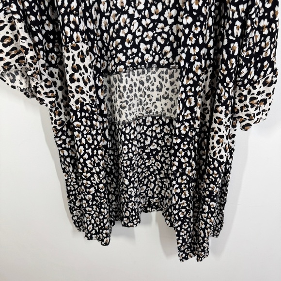 Saltwater Luxe Black & White Animal Print Boho Kimono Cardigan Medium - Picture 4 of 13